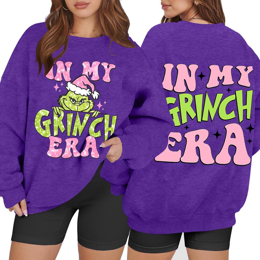 Women's Casual Fashion Long Sleeve Christmas Printed Round Neck Sweatshirt Top