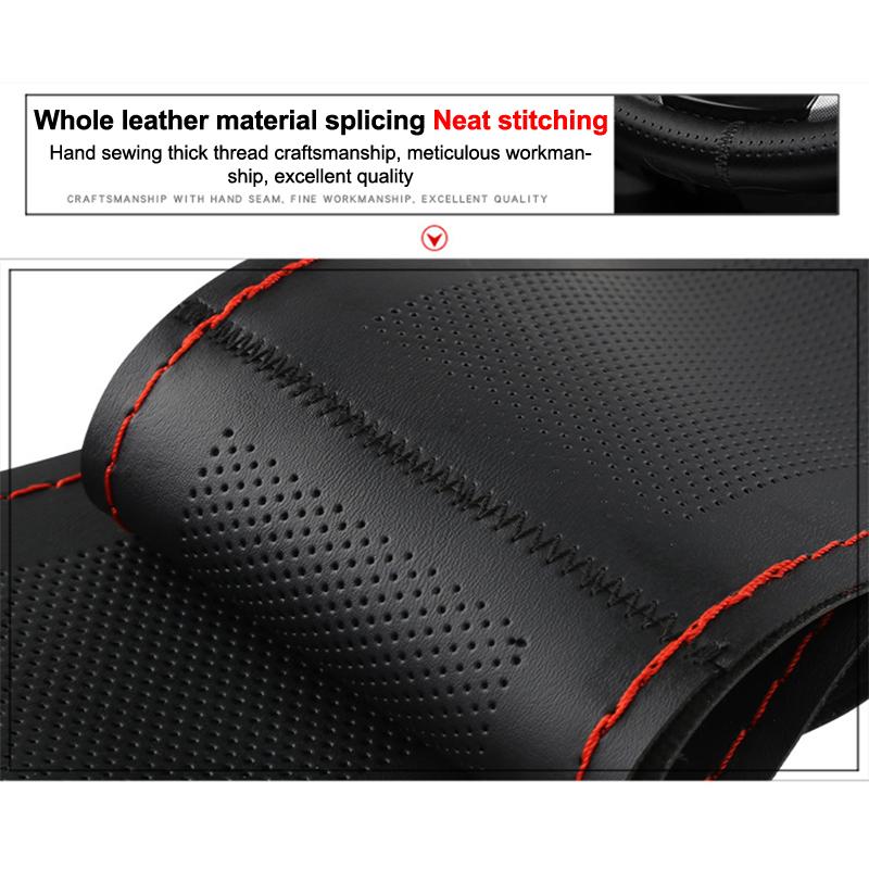 Ultra Fine Diy Hand Woven Genuine Leather Breathable Steering Wheel Cover With Needle And Thread Steering Wheel Protective Cover