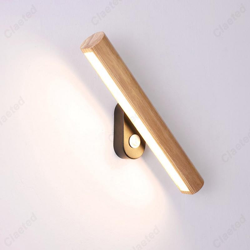 Simple Wooden LED Rotating Adjustable Wall Lamp with Switch for Indoor Lighting Home Decoration Living Room Bedside Wall Lamp