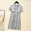 Women's Slimming Hooded Zipper Short-Sleeve Dress - Casual & Versatile Style