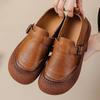 Womens Comfortable Leather Slip on Platform Flat Loafers Casual Work Business Driving Walking Dress Shoes
