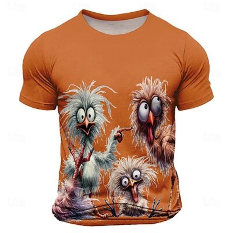 Men's Animal Funny T Shirt Short Sleeve T shirt 3D Print Crew Neck Shirt Exaggerated Designer Party Holiday