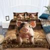 Wild Boar Design Bedding Set Lovely Piggy Print Duvet Cover Pillowcases Animal Theme Quilt Cover for Bedroom Decor