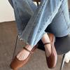 Flat Single Shoes Mary Jane Shoes Autumn New One-word Buckle Strap Square Head Shallow Mouth Women