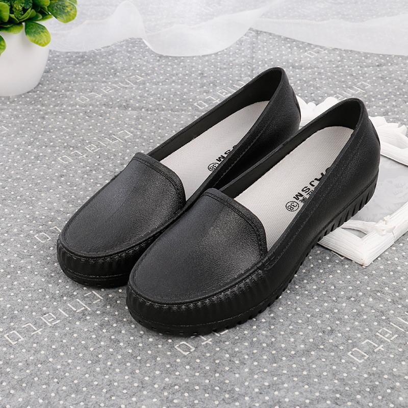 Nurse Women Slipon Flat Shoes With Pvc Waterproof Nonslip For Hospital Work