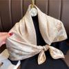Women's Retro Twill Silk Scarf - 90cm Versatile Shawl for Travel & Sun Protection
