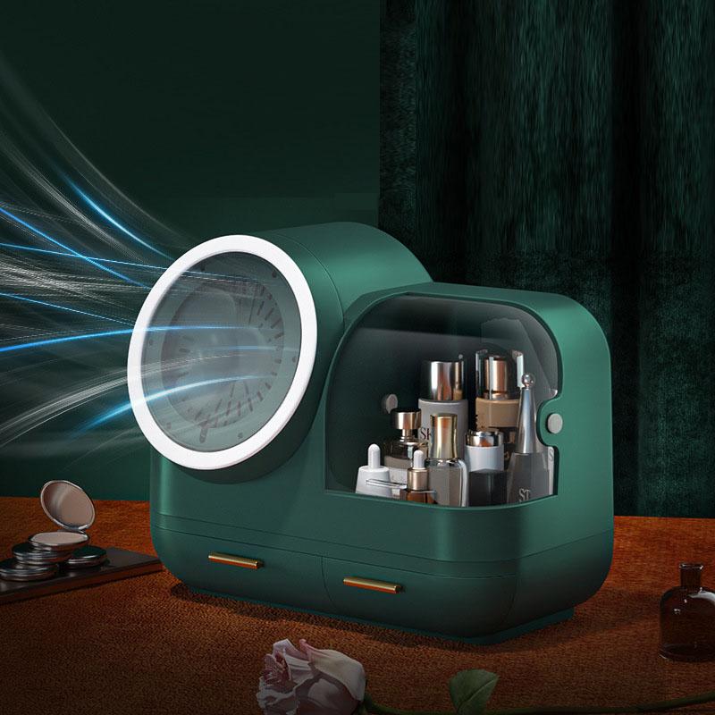 Kosmetik-Aufbewahrungsbox, staubdicht, mit integriertem Spiegel, Schreibtisch, großes Fassungsvermögen für Hautpflegeprodukte, Schminktisch, Regal, Make-up-Box