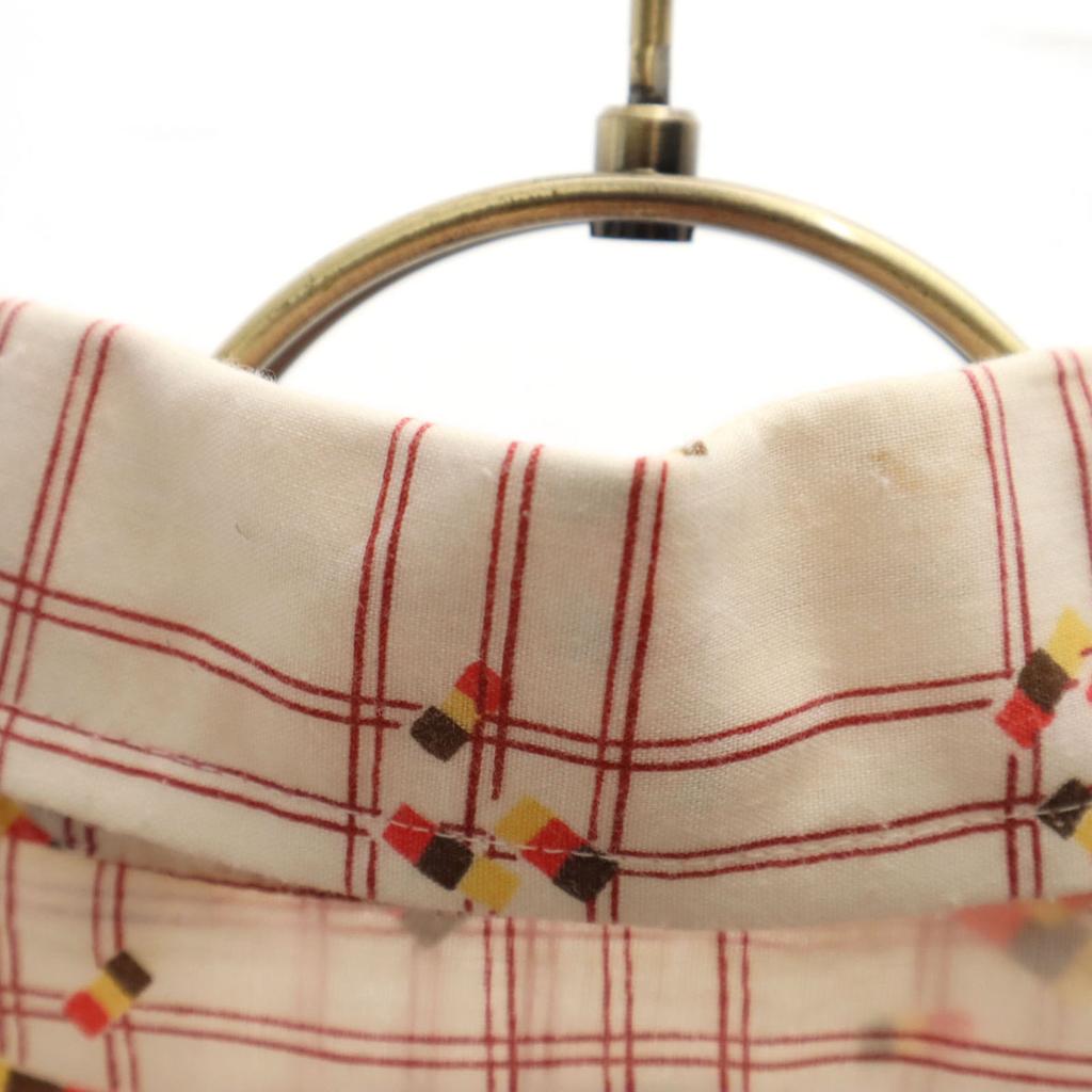 JEEVES 70s Vintage Check Pattern Long Sleeve Shirt 42 Ivory Men's Used