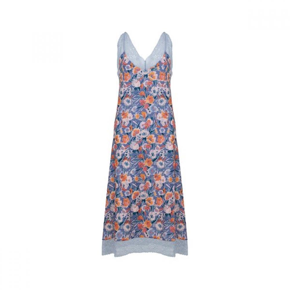 Venus Sunset Flower Print Lounge Full Slip Ofs5235 blue (BU)/95