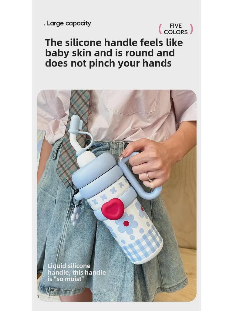 Termosmugg i rostfritt stål: Dam 2024 års utgåva - Kontor med stor kapacitet & Barns sugrörsiskopp