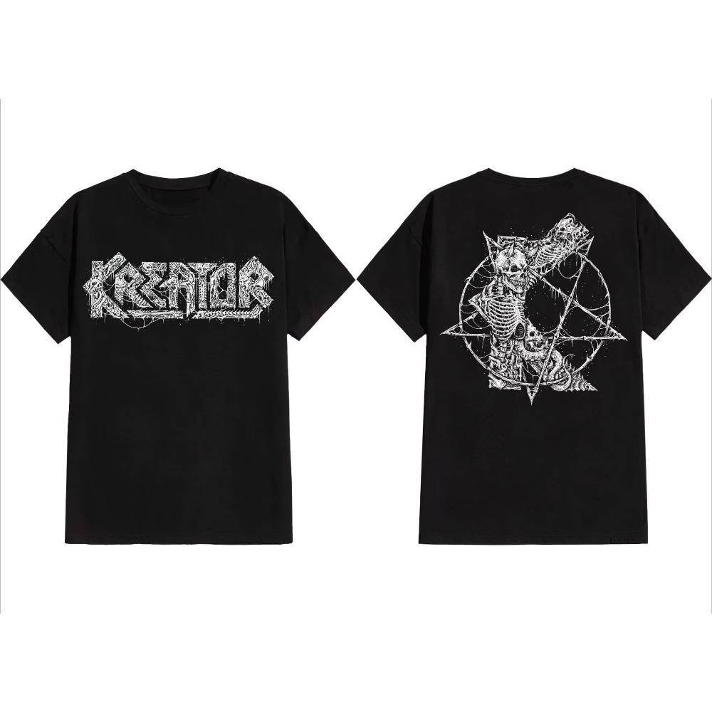 Kreator Dark Art Pentagram Peripheral Pattern Printing Summer Luxury Brand Men's and Women's T-Shirts Short Sleeves