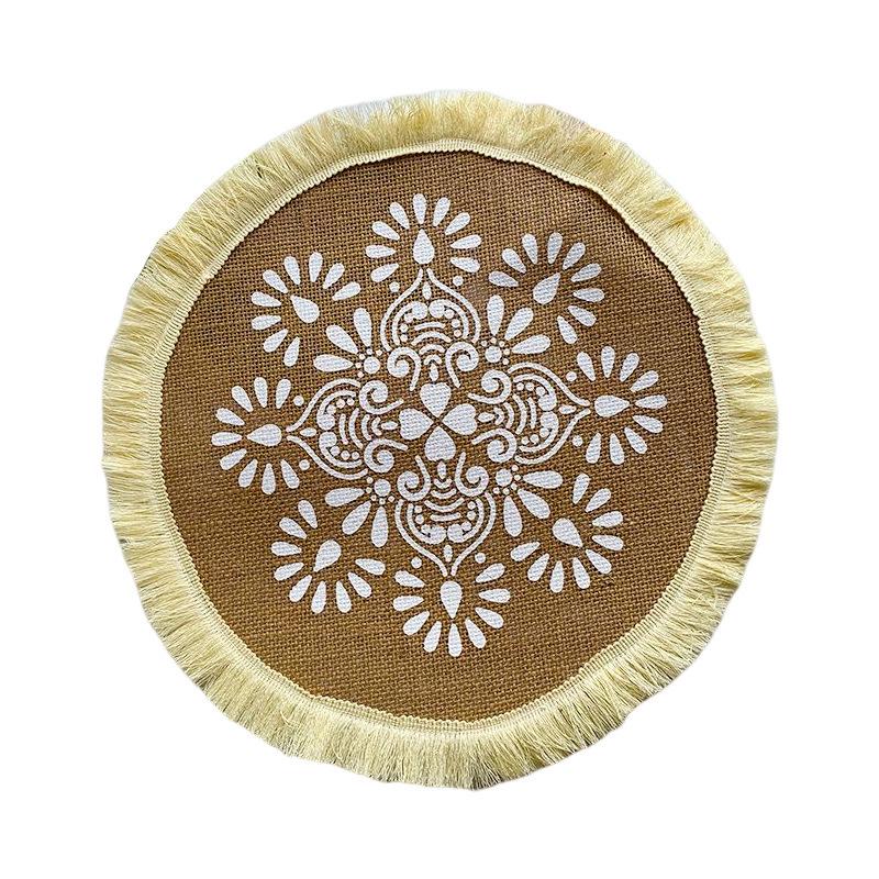 Nordic Style Woven Cotton Linen Coasters Placemats - Decorative Jute Heat Insulation Pads for Dining Tables