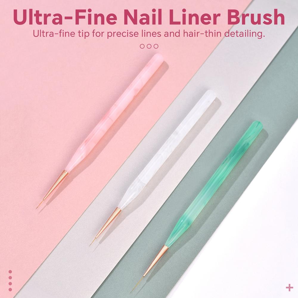 French Nail Art Thin Liner Brush Elongated Line Striping Painting Pen UV Gel Brush Marble Pattern Manicure Slim Line Drawing Pen