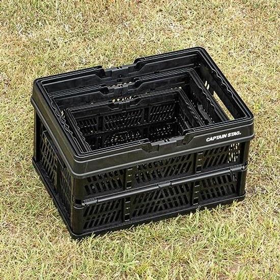 Captain Stag Folding Container Basket Handy Handle S M L Sizes Capacity 7L 15L 26L Black Khaki Olive