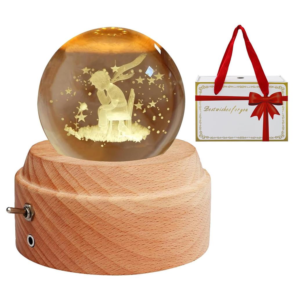 Authentic Music Box with Gift Popular Gift for and Features Crystal LED Ambient USB Projection Wooden Bedside Romantic Soothing Perfect for and Other