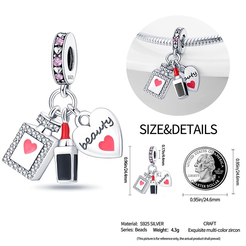 New Copper Bow Star Love Pink Series Charm Beads Suitable For 3Mm Original Bracelet Diy Fashion Jewelry Gift