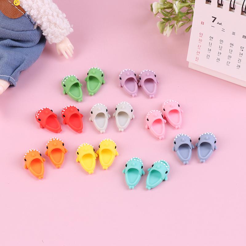 1 Pair 1:12 Dollhouse Miniature Cute Shark Slippers Doll Shoes Suit For Ob11 1/12 Bjd Doll Gsc Dod, Ymy Doll