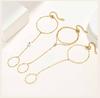 Stainless Steel Finger Ring Bracelet for Women, 18K Gold Plated Waterproof Hand Chain Tarnish Free