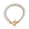 Yori Imitation Pearl Rice Bead Chain Double Layer OT Buckle Bracelet  for Women Waterproof Classic Luxury Jewelry