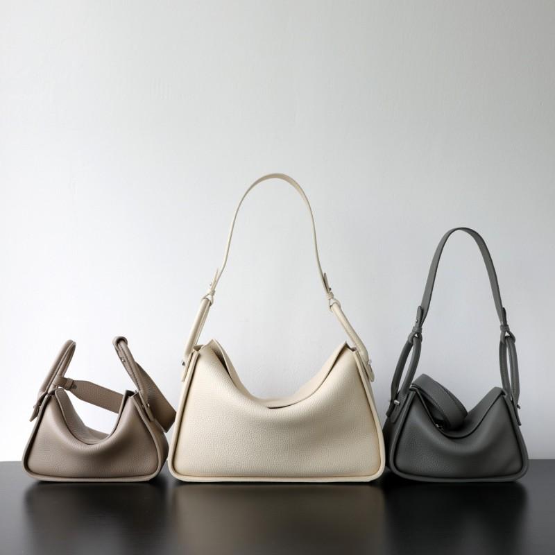 Genuine Leather Pillow Shape Tote Bag Women Soft Full-Grain Cowhide Large Capacity Crossbody Shoulder With Magnet