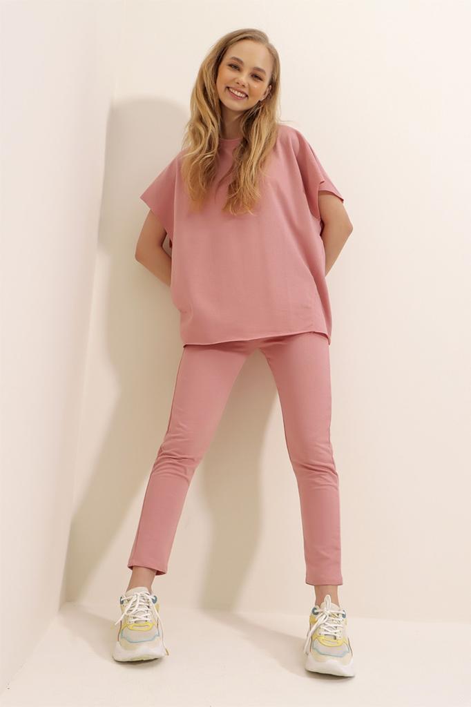 Damen Trainingsanzug Set Neue Saison Mode Rot Rundhals Bequeme Passform Trainingsanzug Set