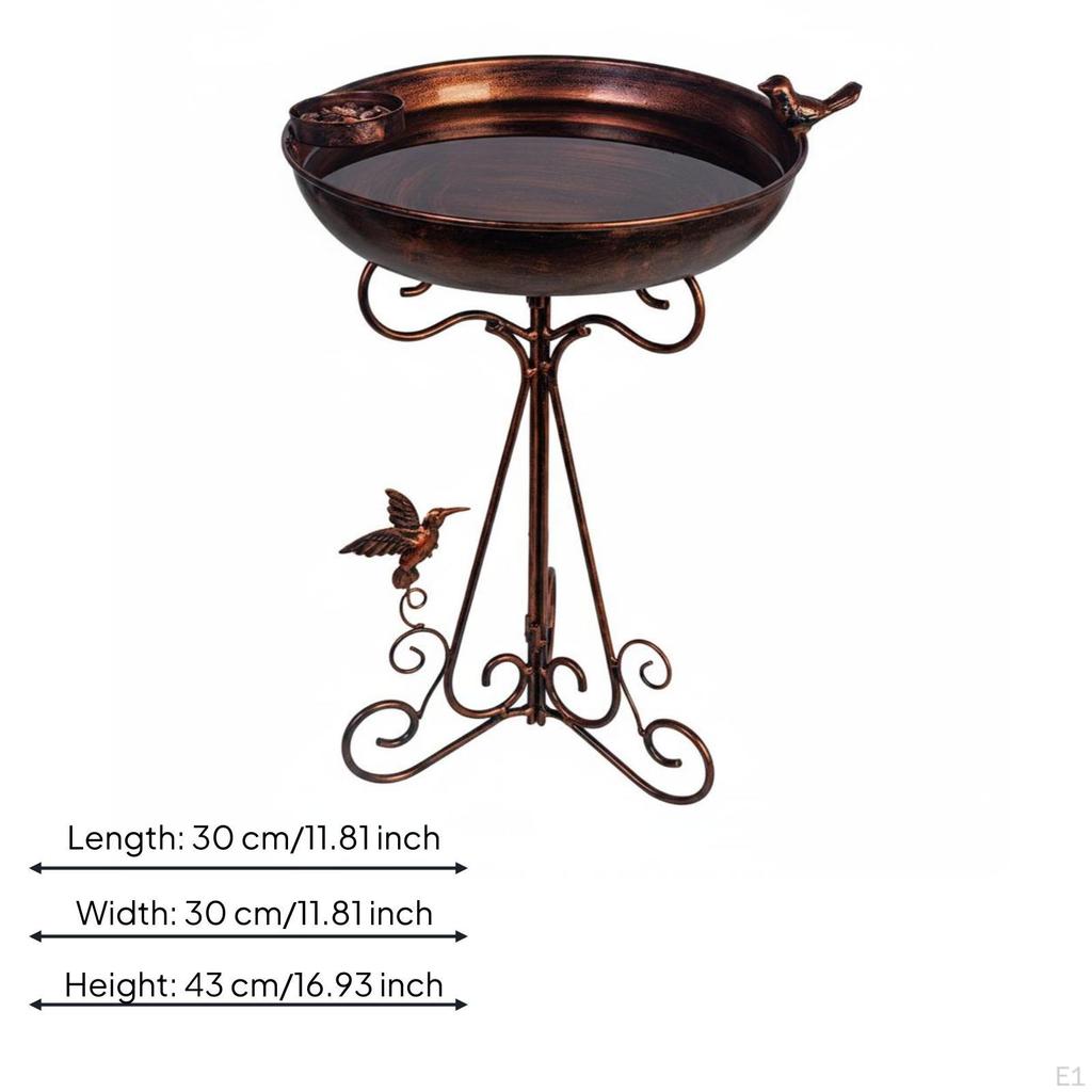Wrought Steel Avian Bath Detachable Bowl Vintage Bird Clean with Ease to for Yard, Patio