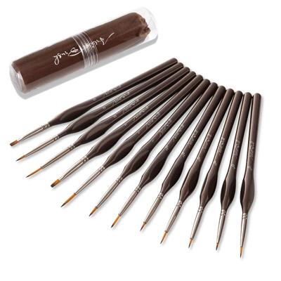 Professionale 12 pz Micro Fine Detail Set di pennelli in nylon Capelli in miniatura Gancio Linea Penna Pittura a olio Acrilico Piccoli pennelli artistici dipinti a mano