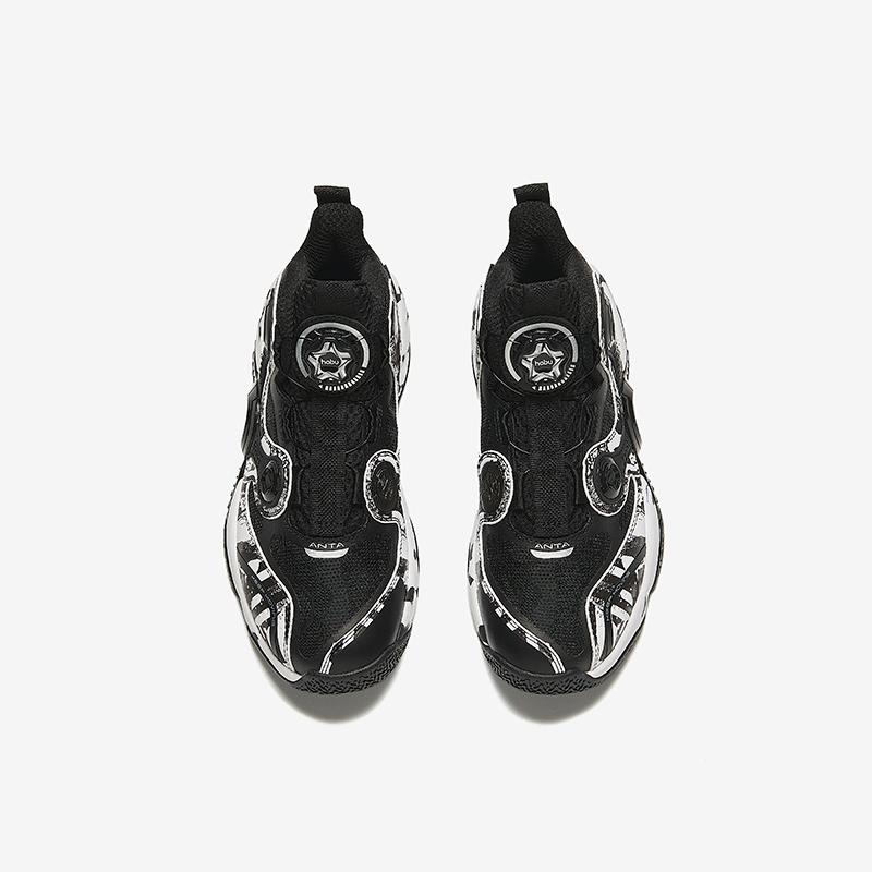 Anta Kids Asymmetric 4.0 Comfortable Versatile Non-Slip Durable Mid-Top Basketball Shoes Kids sneaker Black White 312431121-4