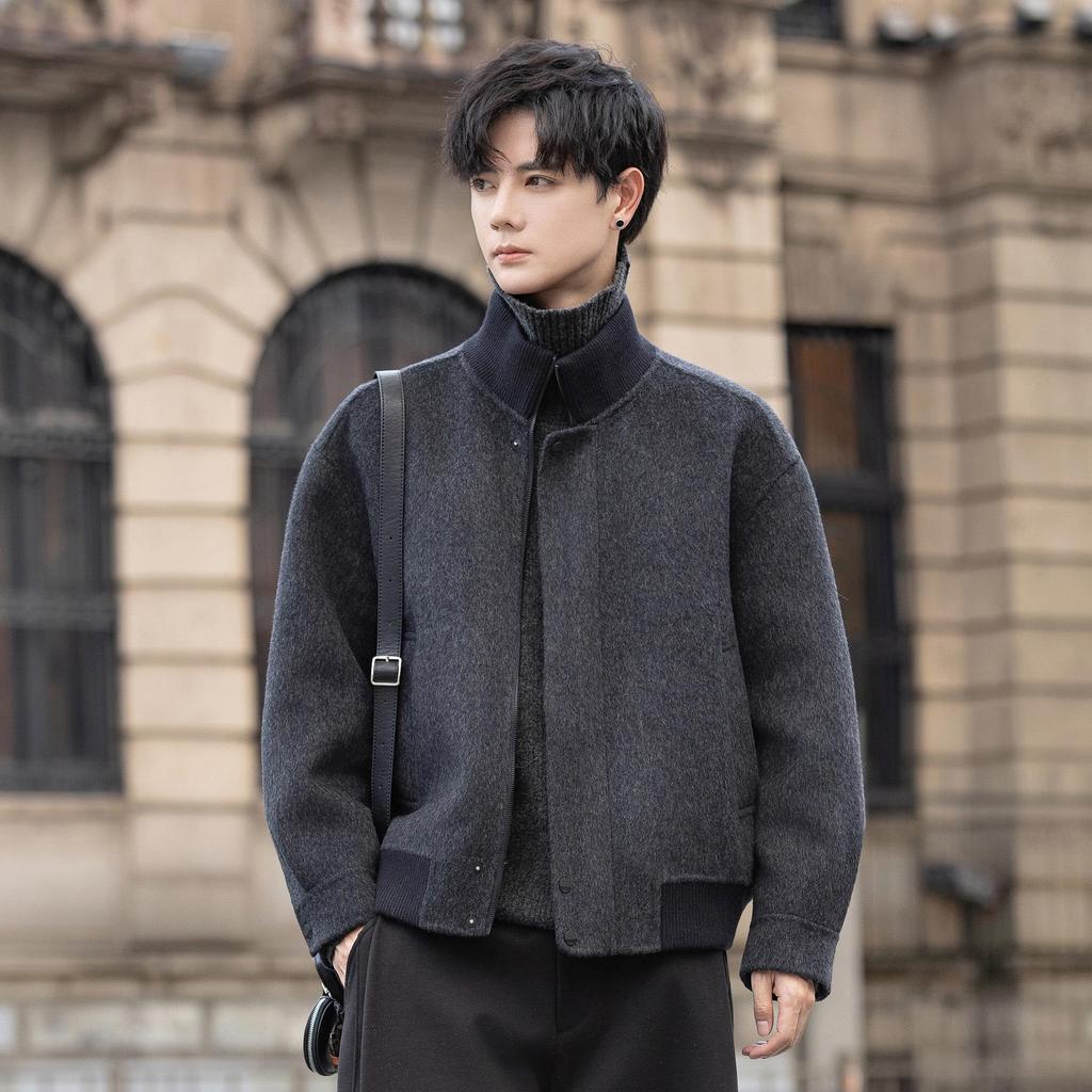 Men’s Double-Faced Wool Jacket - 2026 Winter Thick Stand-Up Collar Short Coat