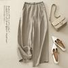Linen Wide Leg Pants Women Loose Flowy Versatile Cropped Trousers