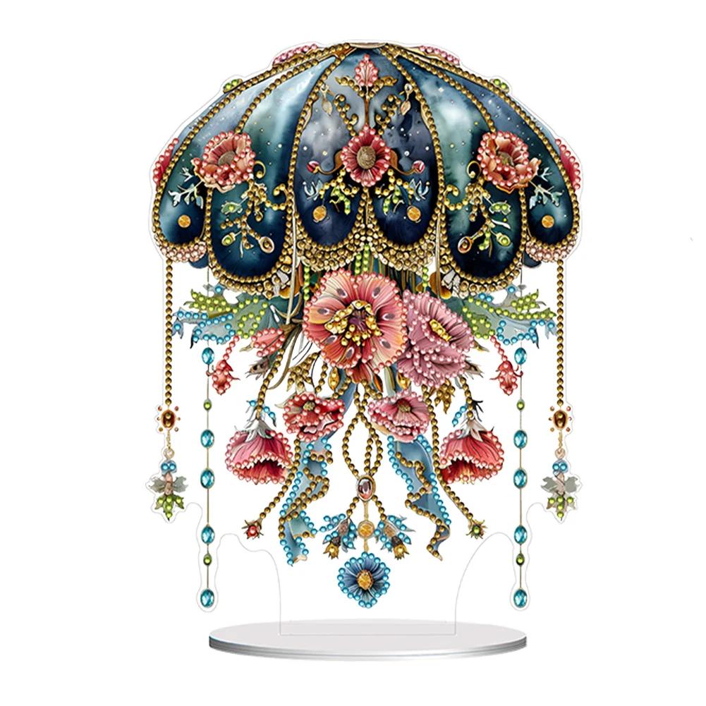 Acrylic Special Shaped Flower Jellyfish Desktop Diamond Art Kits Diamond Painting Desktop Ornaments Kit Bedroom Table Decoration