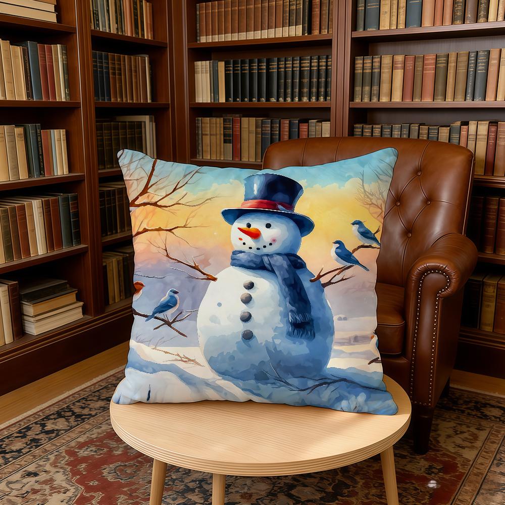 Funny Cute Snowman Cushion Cover Home Office Birthday Anniversary Gifts Soft Skin Friendly Cushion Cover