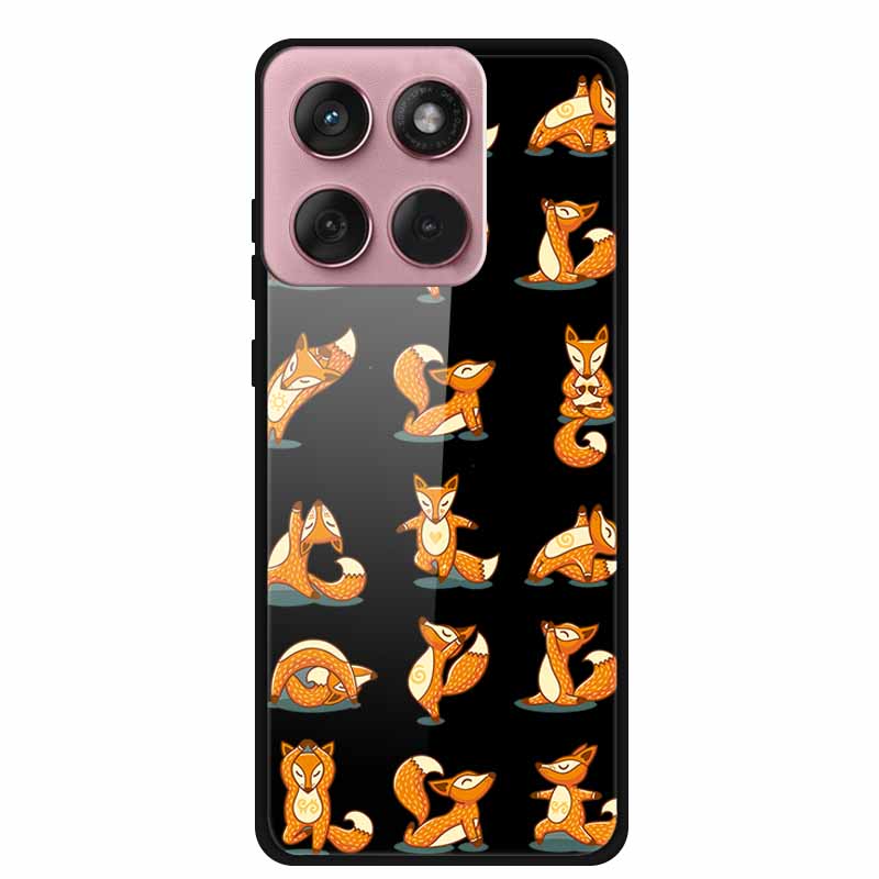 Für Motorola Edge 60 60s 5G Glas Hülle Cartoon Weicher Stoßfänger Hartes Gehärtetes Glas Rückseite Hülle Für Motorola Edge 60 Fusion Schale
