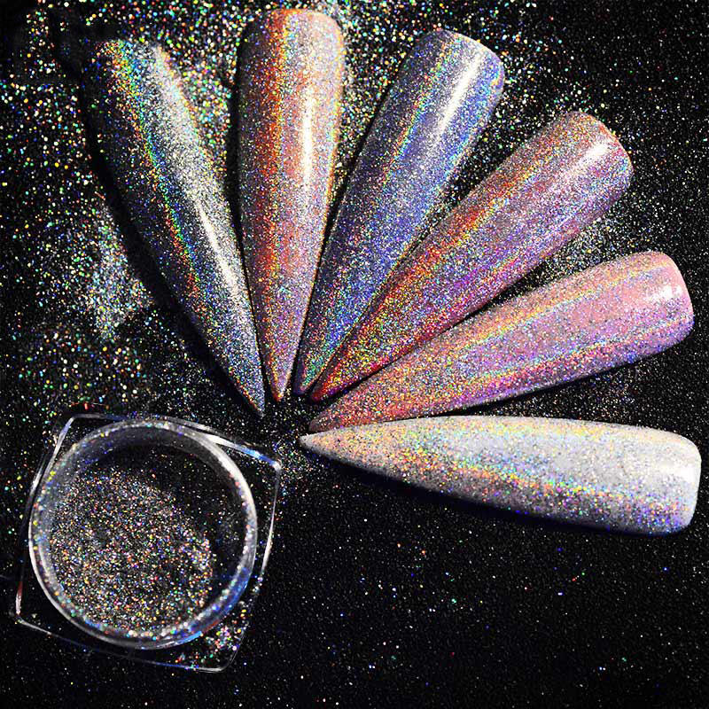 

Голографический блеск Порошок Радуга Лазер Ультра Тонкий Пигмент Пыль Блестящий Ногти Искусство Украшения Маникюр