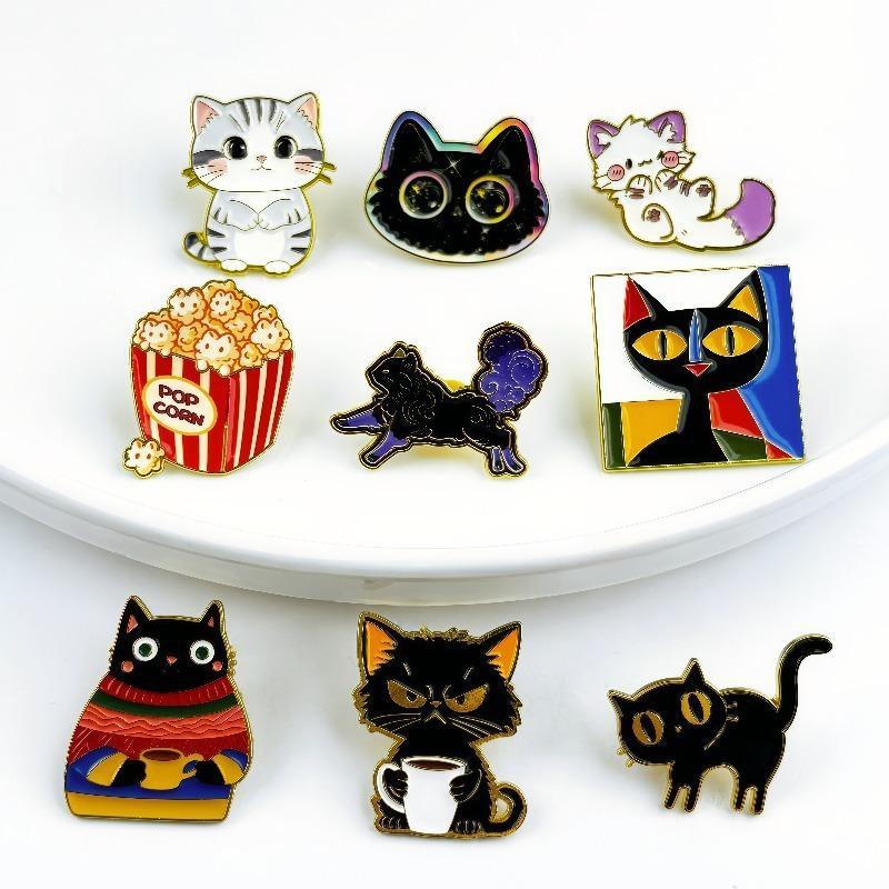 Cute Cartoon Cat Enamel Pins Bright Colors Creative Designs For Backpacks Jackets Hats Cat Lover Gifts