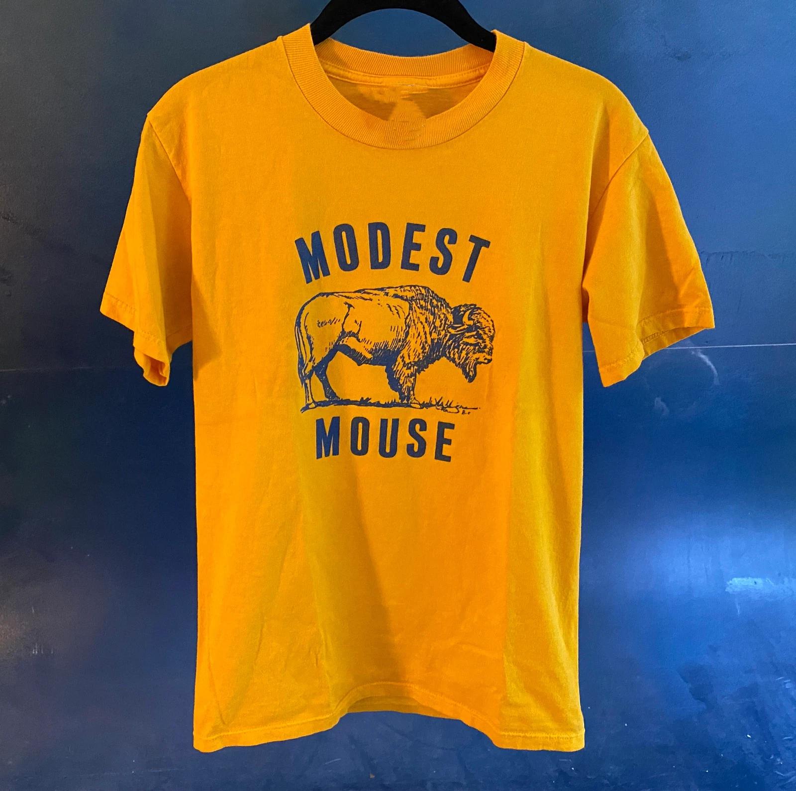 Men s and Women s T-shirts VTG Modest Mouse Band Short Sleeve Cotton Yellow XL