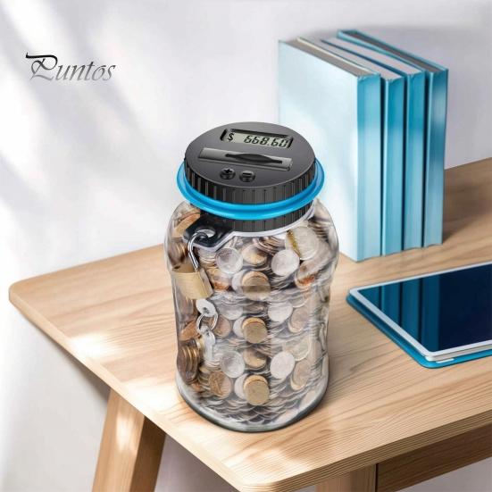 Safe Money Box for Savings Digital Coin Bank with Intelligent Counting, Safety Padlock ABS Transparent Personal Lock Jar, Management Kids And