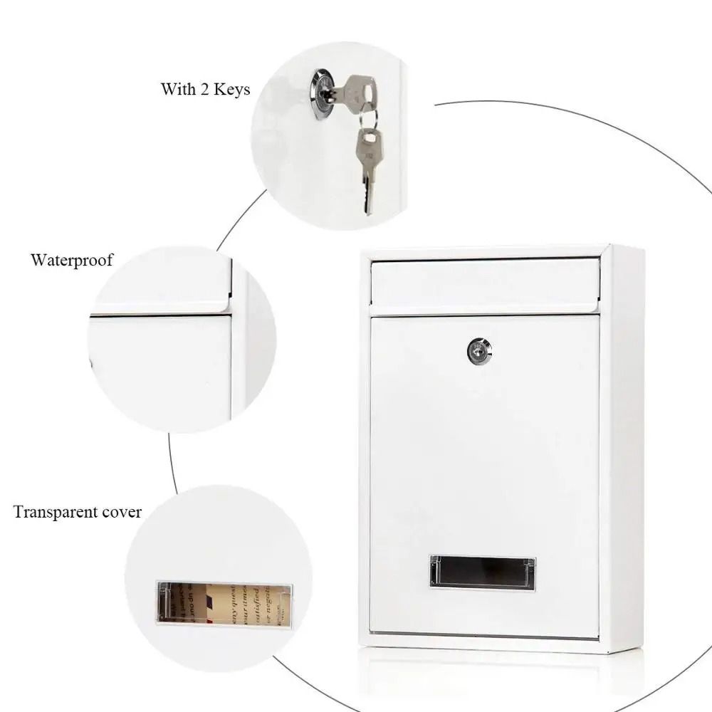 Rainproof Wall Mounted Mailbox Iron Metal Email Suggestion Box Hanging Postbox  Front Door