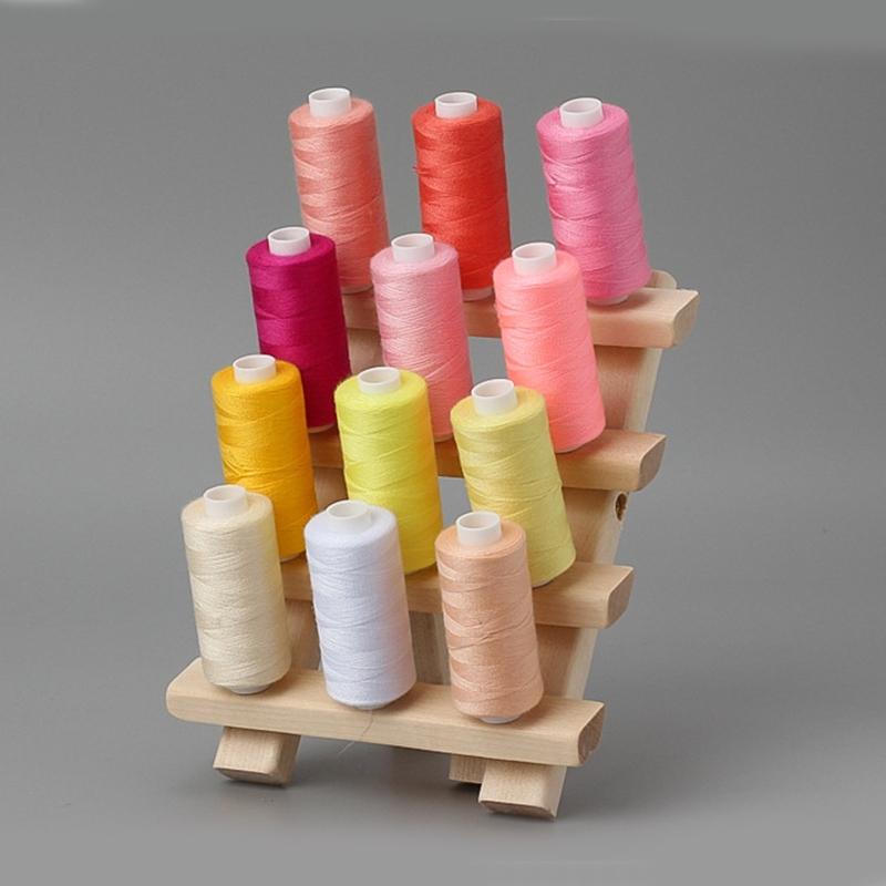 Portable 12-Spools Wooden Thread Holder Sewing & Embroidery Thread Rack & Organizer Thread Rack for Sewing Compact Size