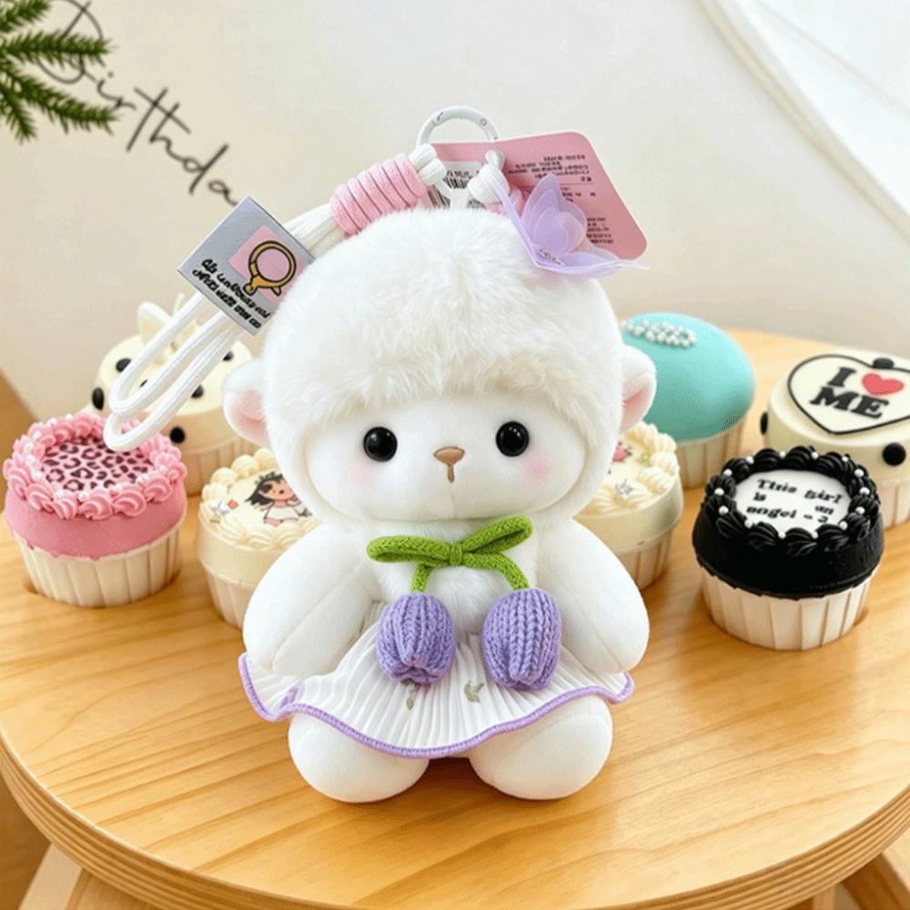 Plush Sheep Doll Keychain Lamb Shape Soft Stuffed Key Ring Bag Hanging Decor Backpack Accessories