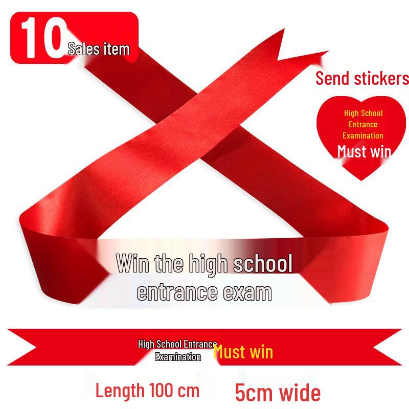 Custom 'Go for it' Headband & Wristband Set: Perfect for School Entrance Exams and Sports Meets - Red Ribbon Design