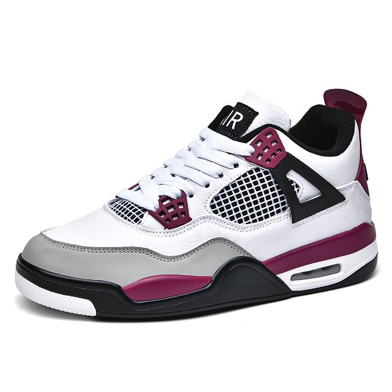 AJ4 Men's Little White Cement High-Top Basketball Sneakers, Thick-Soled, Autumn 2025 Trendy Edition