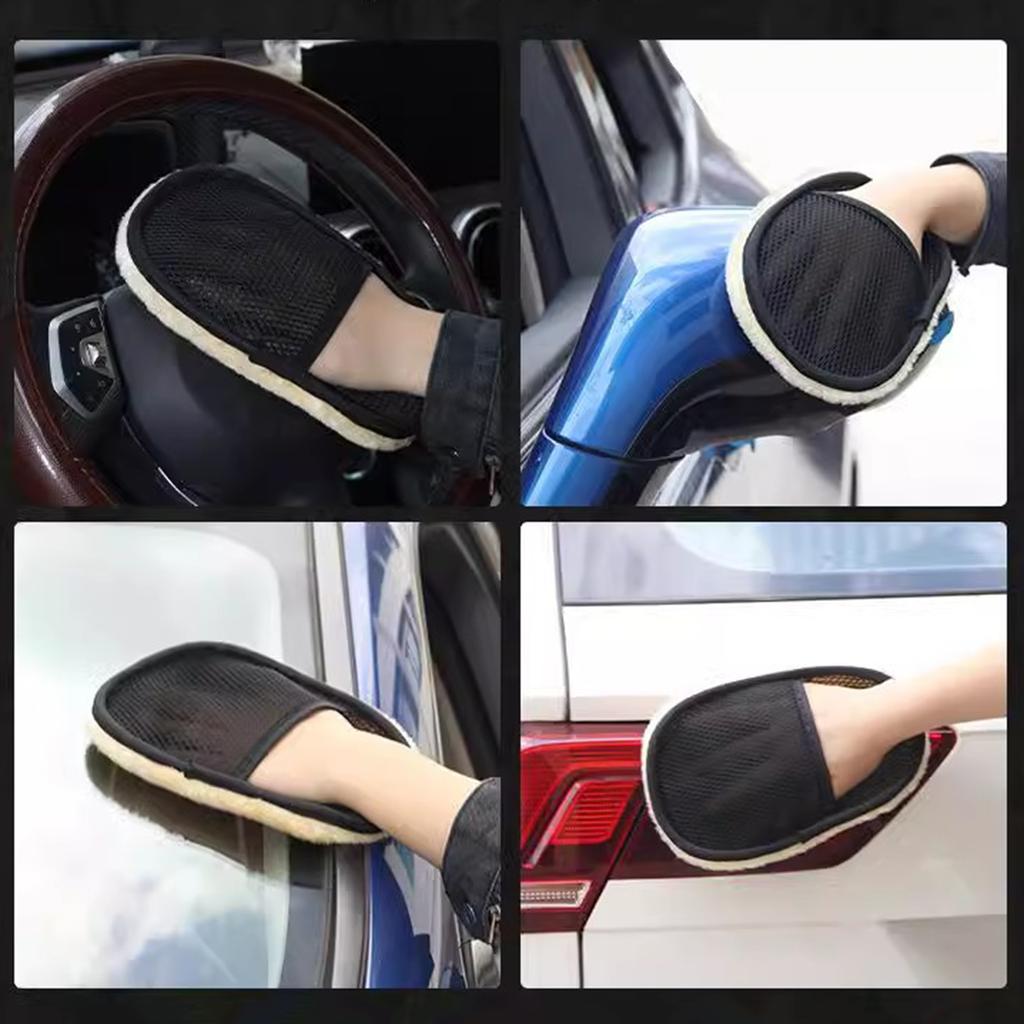 Car Wash Mitt Microfiber Wash Mitt Wash Sponge Wash Glove Lint Free Scratch Free Double-sided Car Cleaning Mitt