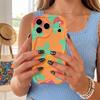 Multicolor Simple Daisy Orange Base Wavy Edge Phone Case For iPhone 17 16 15 14 13 12 11 8 7 Plus Pro Max Floral Cover