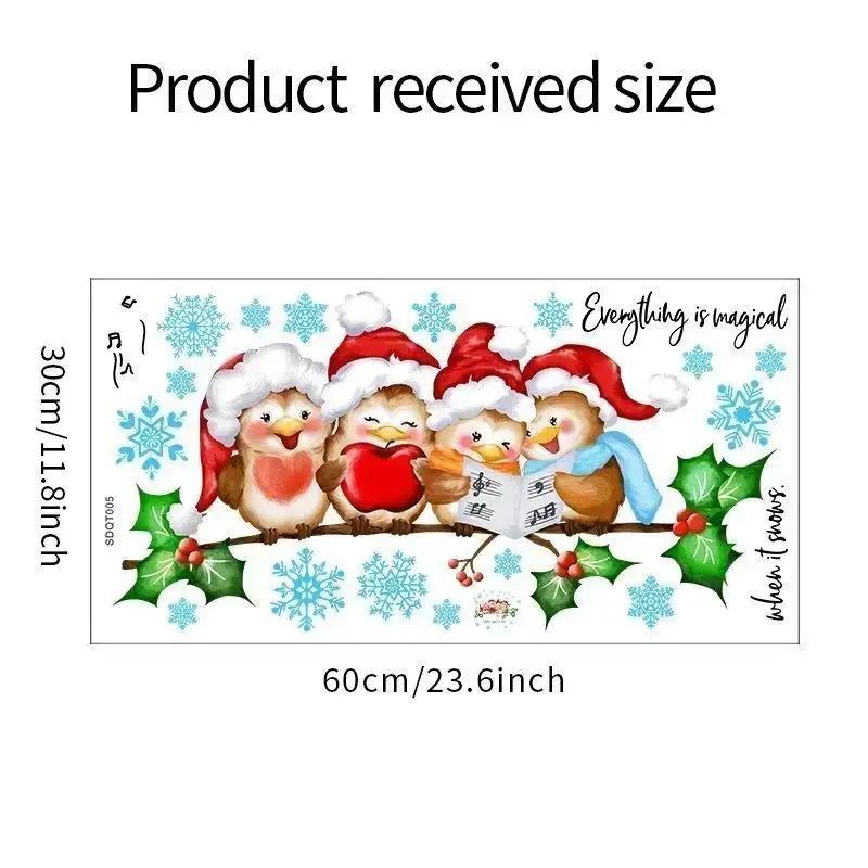 Christmas Cute Bird Wall Sticker Home Decoration Branch Wall Sticker Glass Window Paste Double Sided Visual Decoration Accessory