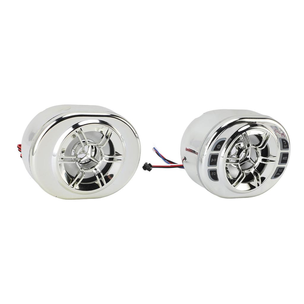 Waterproof Motorcycle Bluetooth Speaker Hands Free Calls Chrome All In One Motorcycle Sound System with Remote Control