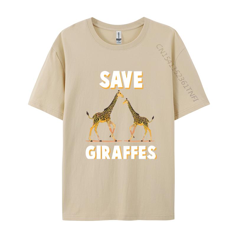 Save The Giraffes Safari Conservation TShirt Custom Funny Men Tops Tees Custom Cotton Black Graphic T Shirts