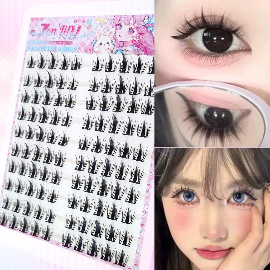 100PCS Little Rabbit Glue-Free False Eyelashes Easy to Apply Suitable for Beginners Reusable Soft & Comfortable for Daily Makeup