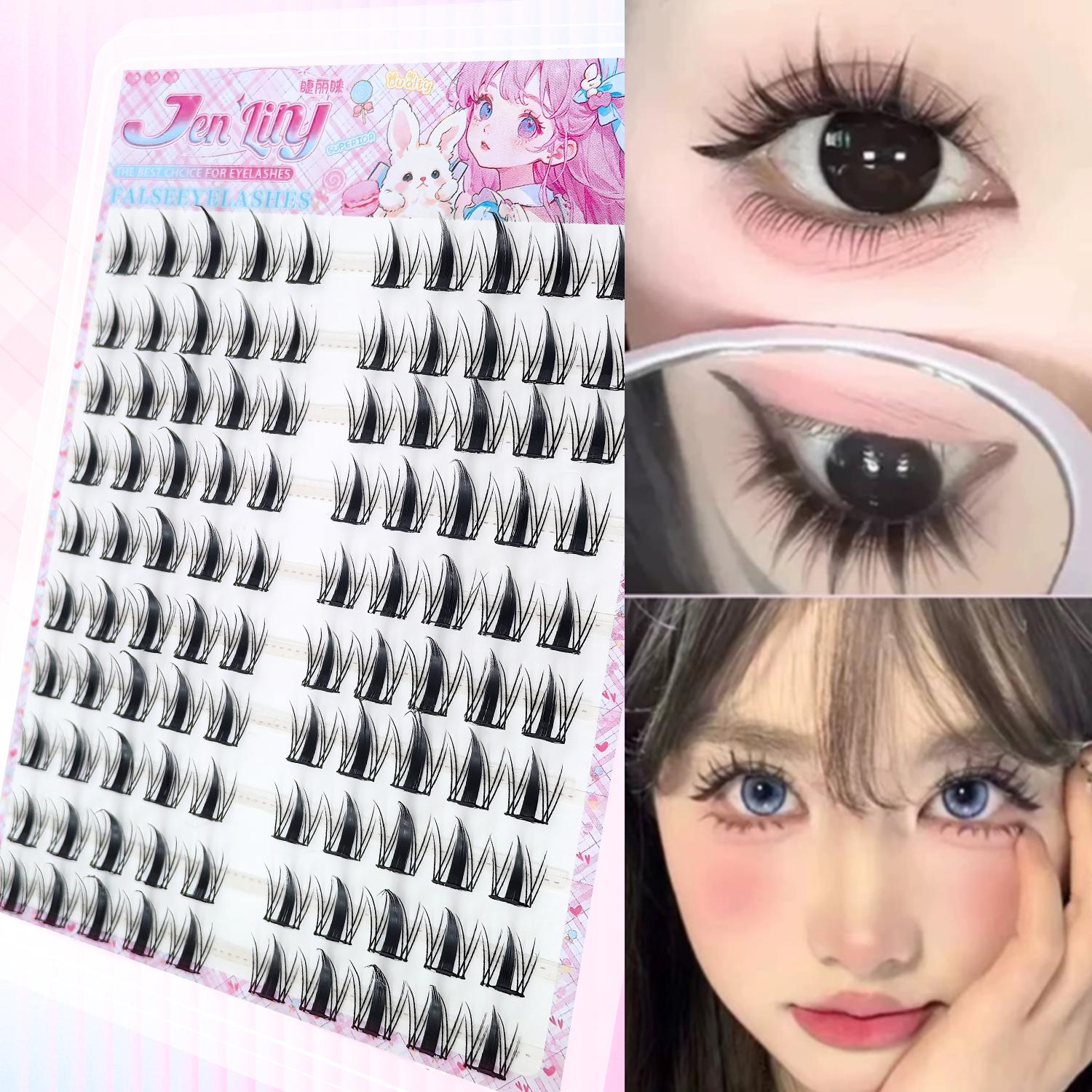 100PCS Little Rabbit Glue-Free False Eyelashes Easy to Apply Suitable for Beginners Reusable Soft & Comfortable for Daily Makeup