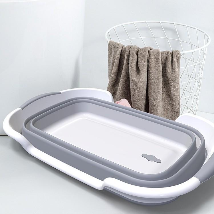 Foldable Pet Cleaning & Laundry Basin - Drainable, Multi-purpose, Storage Basket